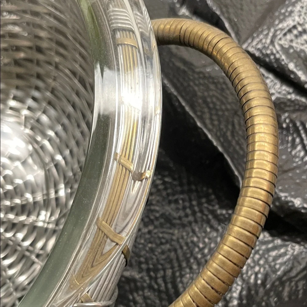 Versace Silver and Gold Woven Basket with Handles. - Picture 10 of 12
